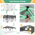 thumbnail image 3 of COBIZI 10x20 Pop up Canopy Tent with 4 Sidewalls,Party Tent One-Push Setup,Outdoor Canopy with Air Vent & Fluorescent Strip,Waterproof Event Shelter Gazebo for Parties,Commercial,UPF 50+,Gray, 3 of 7