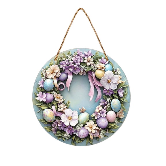 Easter Eggs Flower Wreath for Front Door, Spring Summer Eggs Floral Wreath with Berries for Indoor Outdoor, Easter Decor