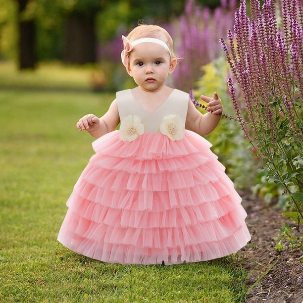 Baby Girl Clothes Kids Girls Ruffled Princess Bridesmaid Pageant Gown Birthday Party Wedding Dress Walmart