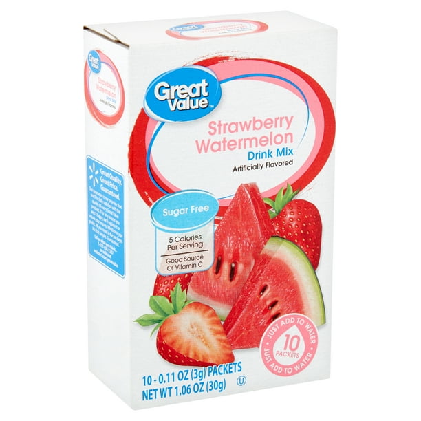 Great Value Strawberry Watermelon Drink Mix, 0.11 oz, 10 count
