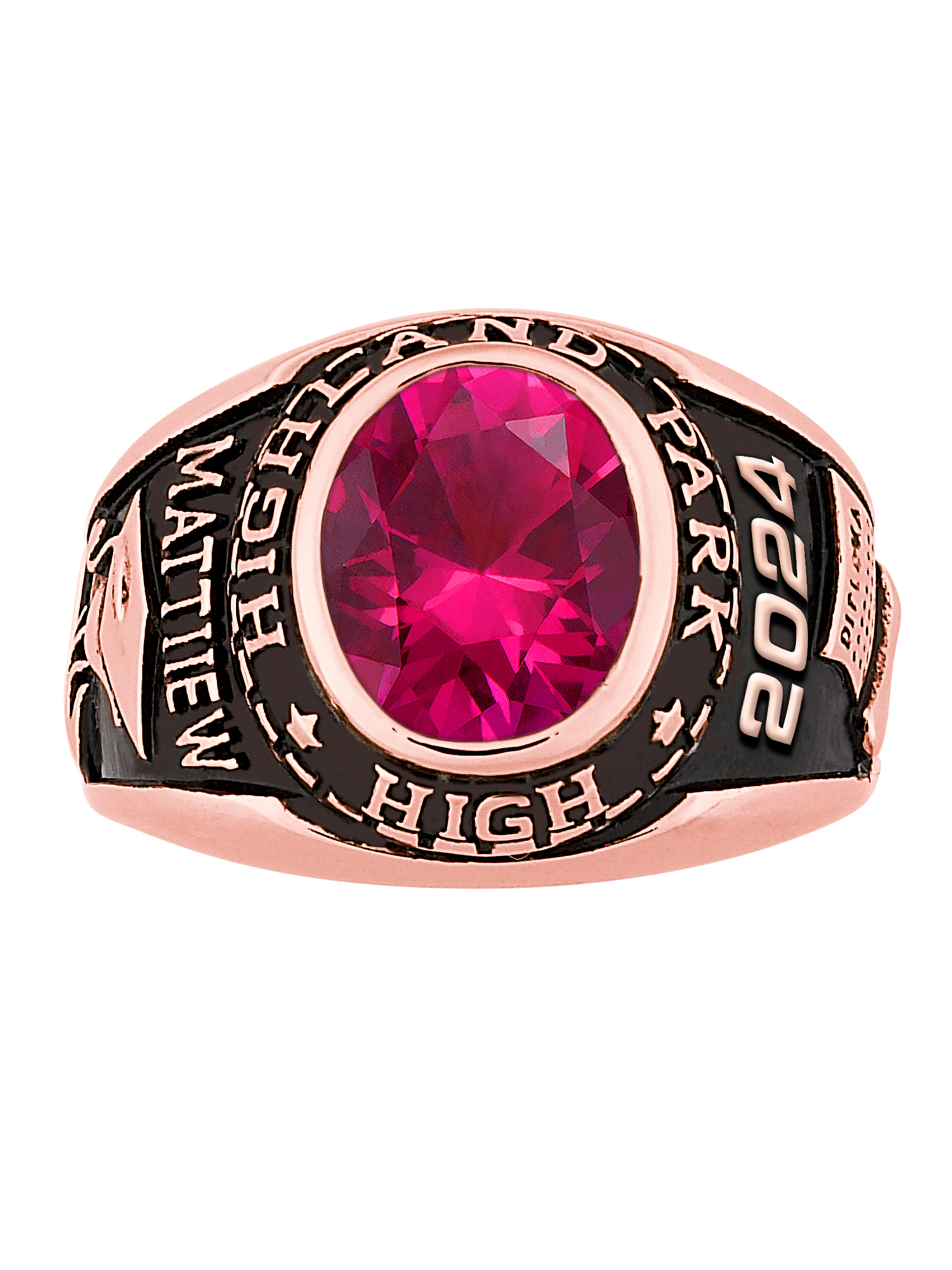 Order Now for 2025 Graduation, Freestyle Men's Rose Gold Celebrium Classic Oval Birthstone Class Ring, Personalized, High School or College