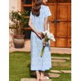 thumbnail image 4 of Ekouaer Nightgown for Women Cotton Long Night Gown Short Sleeve Nightdress with Pockets Button Sleepshirt Soft Sleepwear, 4 of 6