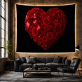 thumbnail image 6 of Heart Shaped Red Rose Bouquet on Black Background, Romantic Gothic Style for Flower Lovers, Floral Wall Art, Valentine's Day Gift, Tapestry Wall Hanging for Bedroom and Dorm, 6 of 7