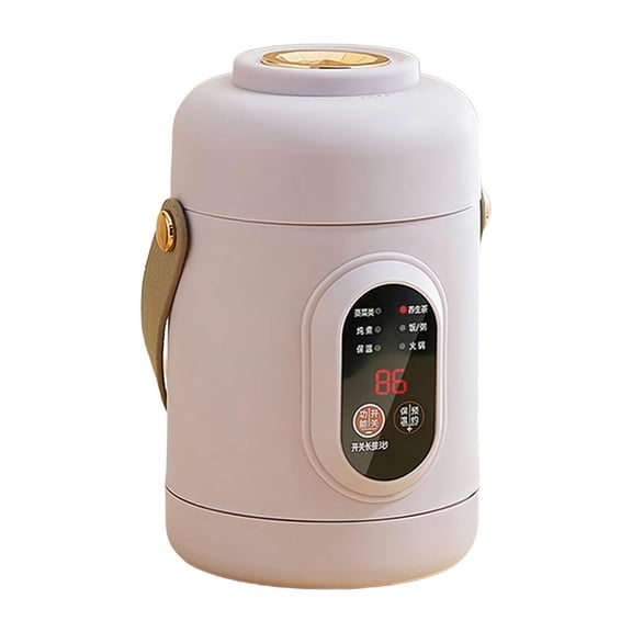 Multifunctional Health Pot, 500W Portable Mini Electric Cooker with Ceramic Glaze Inner & Steamer, Small Slow Cooker with 12-Hour Reservation, for Porridge, Rice, Soup & Steaming,Light Violet