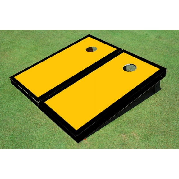 Yellow And Black Matching Border Custom Cornhole Board