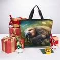 thumbnail image 6 of Rateoe Daisy Sleeping Sloth Print Lightweight Tote Bag for Women, Water-Resistant Shoulder Bag with Zipper, Spacious Casual Handbag for Work, School, Shopping, 6 of 7
