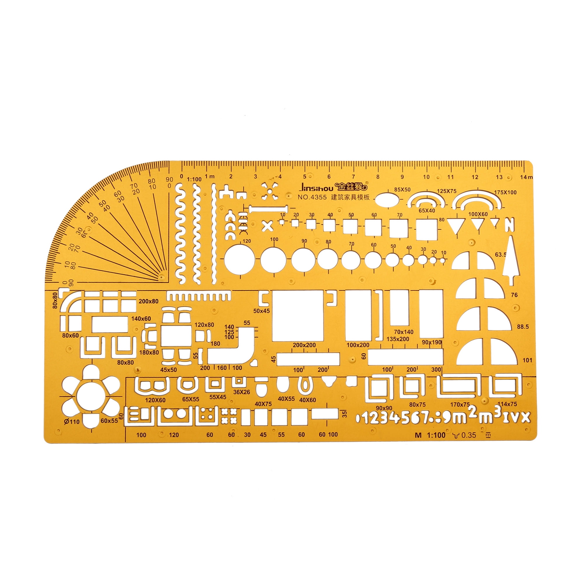 Uxcell 14cm Plastic Geometric Drawing Template Measuring Ruler