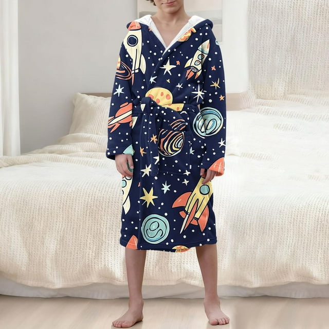 Ropa de cama Ropa infantil Albornoz grueso con capucha alargado Pijamas de terciopelo para niñas Camisón de poliéster para niñas