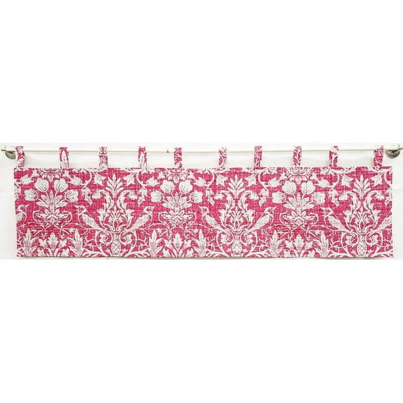 Pink Floral Damask Tab Top Curtains by Penny's Needful Things (Lined) (24 Inch Long Two Curtain Panels)