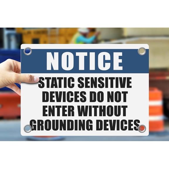 STATIC SENSITIVE DEVICES DO NOT ENTER WITHOUT GROUNDING DEVICES | Warning Notice Caution Danger 3mm PVC Sign