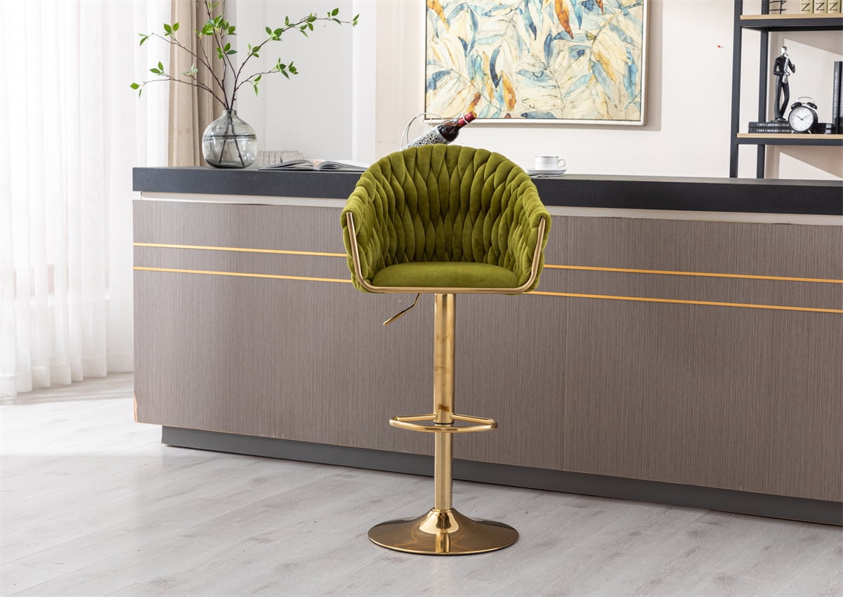 ARCTICSCORPION Velvet Bar Stool,Upholstered living Room Chair with ...