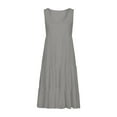 thumbnail image 4 of Dezsed Womens Summer Sundress Boho Solid Casual Loose Tank Dresses Sleeveless Tiered Flowy A Line Beach Dress Gray 3XL, 4 of 8