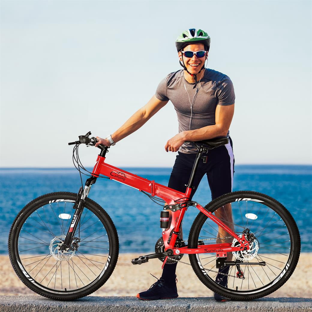 CamPingSurvivals 26in Land Rover Shimano TX30 High Carbon Steel 100kg 21 Speed ​​Red Black Mountain Bike