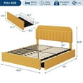 thumbnail image 5 of Upholstered Full Platform Bed, Full Size Bed Frame with Storage Underneath and Headboard, Wood Platform Bed for Bedroom (Yellow), 5 of 7