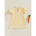 thumbnail image 6 of Toddler Baby Girl Easter Dress Puff Short Sleeve Doll Collar Bunny Embroidery A Line Dress 1-5Years, 6 of 10
