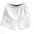 thumbnail image 2 of Huanglei Men's Casual Shorts ,Linen Drawstring Waist Loose Fit Shorts For Men Solid Color Casual Beachwear 3/4 Length Summer Trousers (White ,Medium), 2 of 5