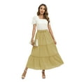 thumbnail image 6 of Xmarks Womens Casual High Waist Flared A-line Skirt Pleated Midi Skirt Yellow US 8, 6 of 15