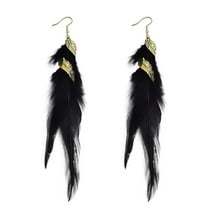 Feather Earrings for Women Bohemian Fringe Tassel Long Drop Dangle Earrings Set with Design for Women