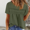 thumbnail image 3 of Women 2025 Summer V Neck Ruffle Short Sleeve Blouse Swiss Dot Casual Flowy Shirt Top Boho Clothing, 3 of 7