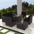 thumbnail image 3 of Gotland Outdoor Patio Furniture Set with 43" Propane Fire Pit Table, 7 Pieces Conversation Sets Wicker Black, 3 of 5