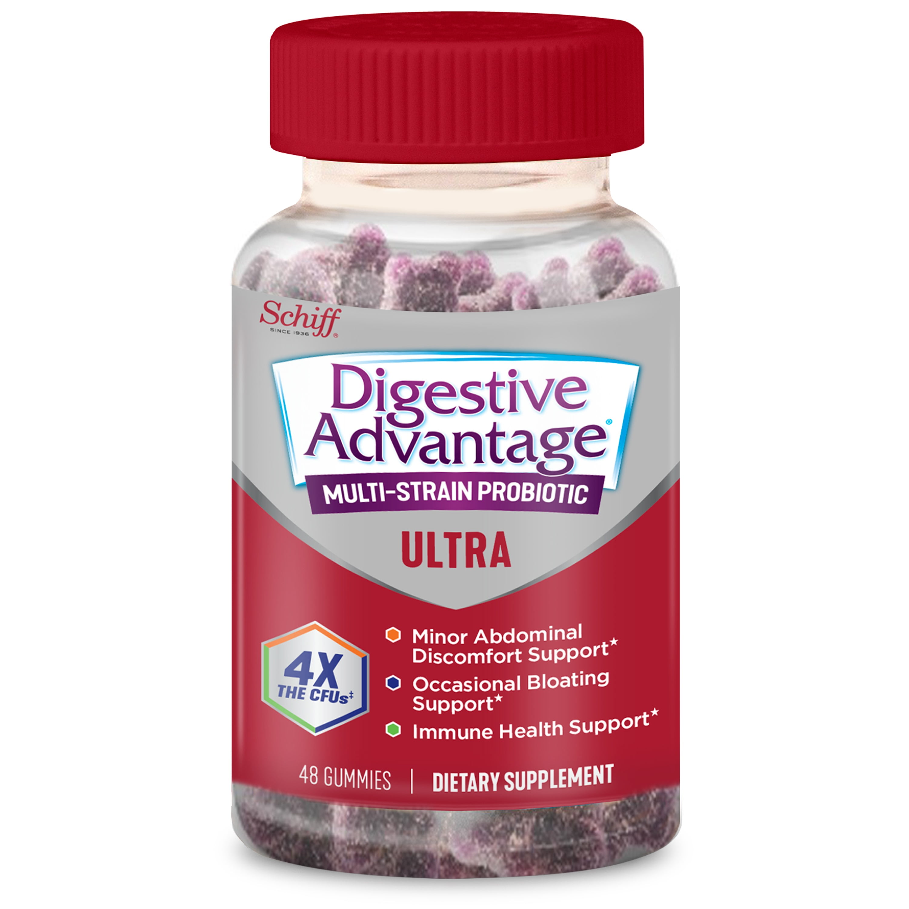 Digestive Advantage 2 Billion CFU MultiStrain Probiotic Gummies (48 count), Helps Relieve Minor