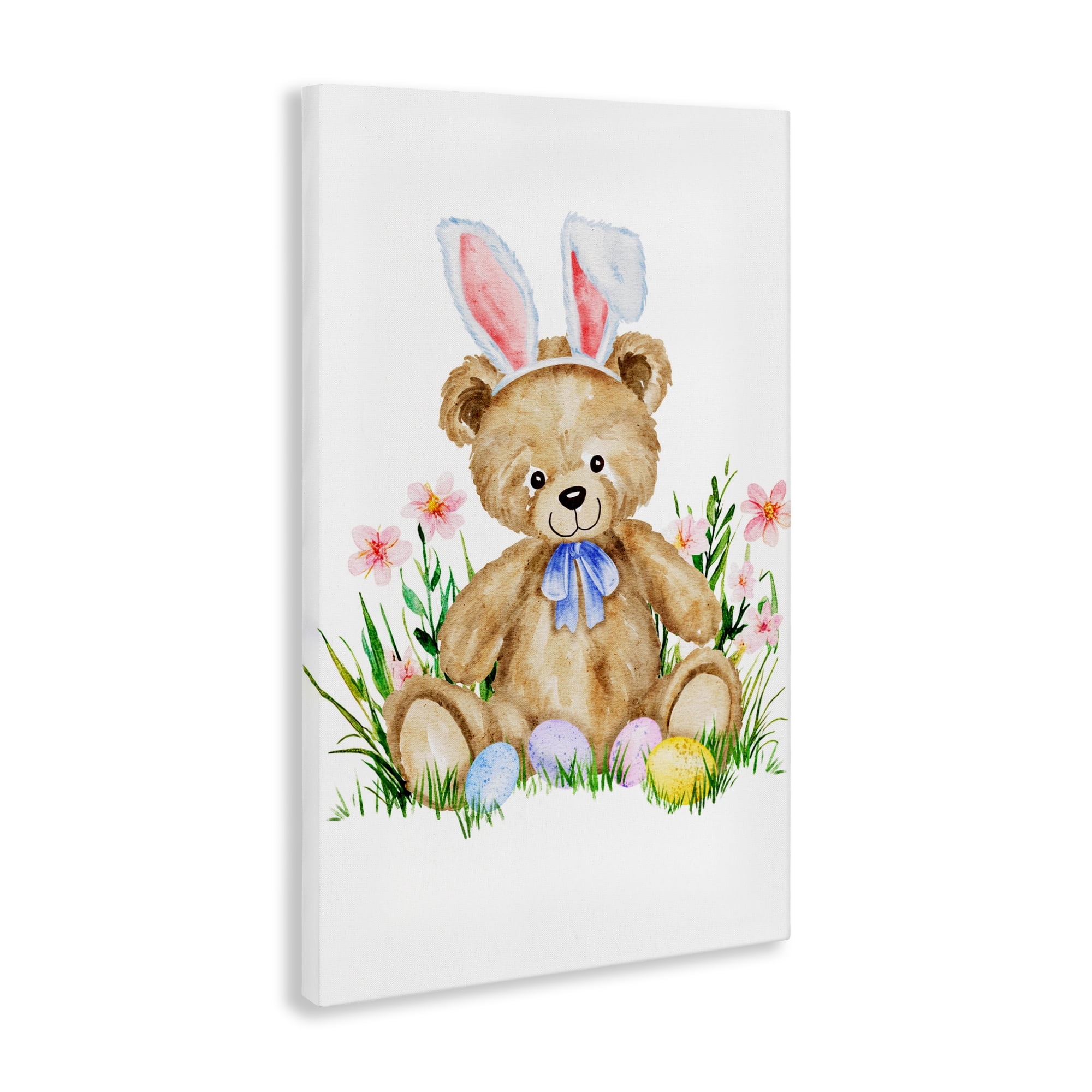 Springy Easter Teddy Bear Canvas Wall Art, design by Amy Hall