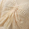 thumbnail image 7 of JIAYUE Womens Swimwear Cover-Ups Crochet V Neck Short Sleeve Hollow Solid Color Comfortable Drawstring Crop Shirt Sexy Beachwear Lace Up Bathing Suit Cover Up Top, 7 of 7