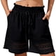 thumbnail image 1 of TaTaai Women's Casual Lace Bohemian Shorts High Elastic Waist Drawstring Wide Leg A-Line Pants with Hollow Out Trim Comfy Spring Summer Beach Vacation Bottoms Gift, 1 of 8
