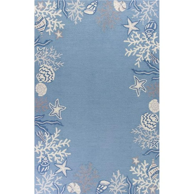 HomeRoots 353940 Tapis en Polyester Bleu Mer 3 Pi 3 Po x 5 Pi 3 Po