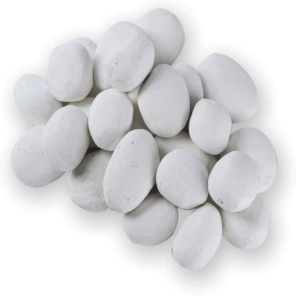 Stone-like decorative Ceramic pebble for fireplace,stove,firepit 24PCS in White 