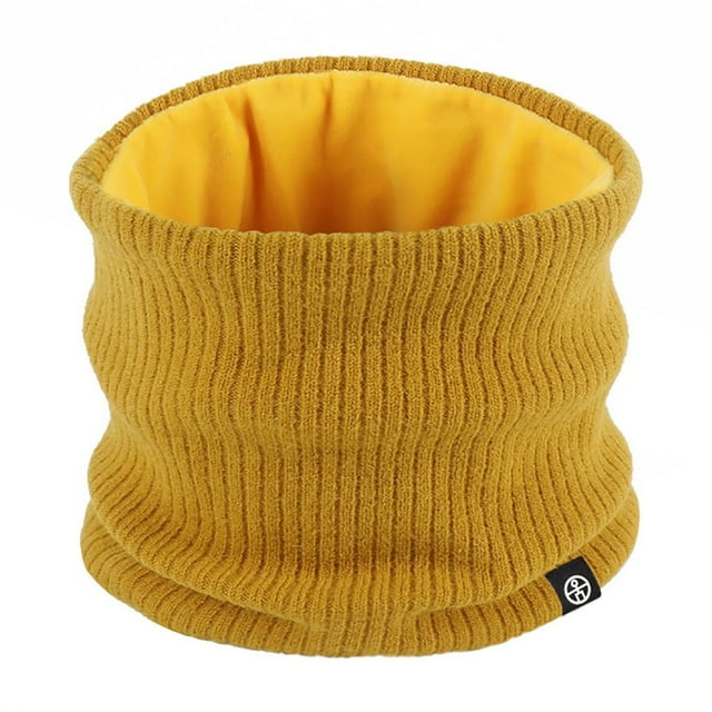 RXIRUCGD Winter Knitted Neck Hoodie Solid Color Versatile Outdoor Warm High Neck Knitted Cold Double Layer Velvet Neck Protection( Yellow )
