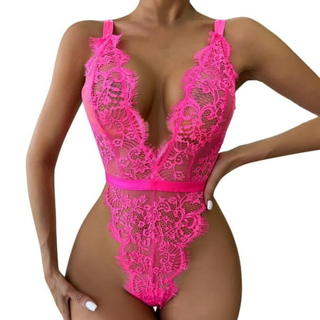 

Sebtyili Lingerie Female Bodysuit Open Crotch Lace Petal Print Bodysuit