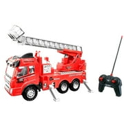 Bo-Toys Toy Rc Rescue Fire Engine Truck Multi-Function Remote Control w/ Extending Ladder
