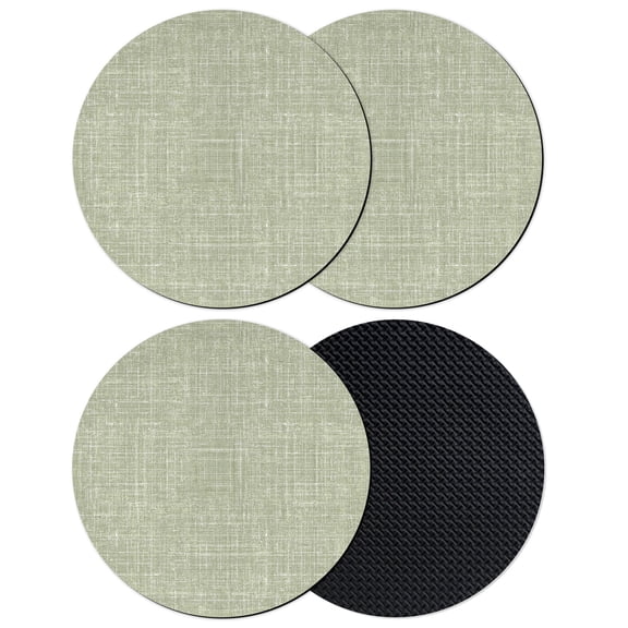 Sage Green Coasters Set of 4, Absorbent Coasters for Drinks, Rustic Farmhouse Linen Texture Coaster for Desk Coffee Table Protection, Home Decor House Warming Gifts 4"