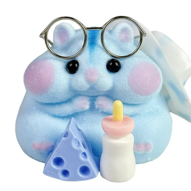 Juguete Squishy para hámster Taba, hecho a mano, de silicona, color azul mochi