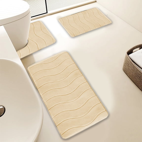 Miogawg Bathroom Rugs Sets 3 Piece, Absorbent Bath Mat For Bathroom, Non-Slip Machine Washable Toilet Bath Mat
