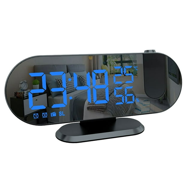 El Reloj de Alarma de Proyección Inteligente Multifuncional Puede Cargar Teléfonos Móviles, Pantalla de Temperatura Y Humedad Led Reloj de Proyección Digital Reloj de Proyección