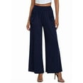 thumbnail image 2 of Pantalones de Cintura Alta con Elástico para Mujer, Estilo Informal, Holgados, de Pierna y Bolsillos. Azul L, 2 of 7