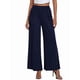 thumbnail image 2 of Pantalones de Cintura Alta con Elástico para Mujer, Estilo Informal, Holgados, de Pierna y Bolsillos. Azul L, 2 of 7