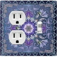 thumbnail image 1 of Metal Light Switch Plate Cover Elegant Purple Mandala Flower Tile Pattern TIL061, 1 of 13