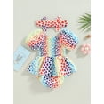 thumbnail image 4 of Bagilaanoe Newborn Baby Girl Rompers Dress Heart/Leopard Print Short Sleeve Bodysuit Skirts + Headband 3M 6M 12M 18M Infant Summer One Piece Jumpsuit, 4 of 8