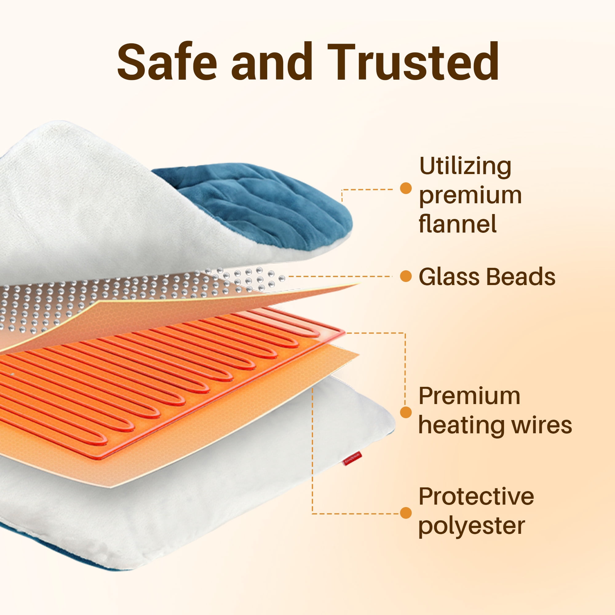 Comfytemp Weighted Heating Pad, 3 Heat Levels, Auto Shut Off, 12"x24", Blue