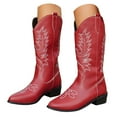 thumbnail image 3 of UngA Women's Cowgirl Boots Pull On Cowboy Boots Mid Calf Western Boots Available in Regular and Wide Calf Red,Size 8.5, 3 of 7