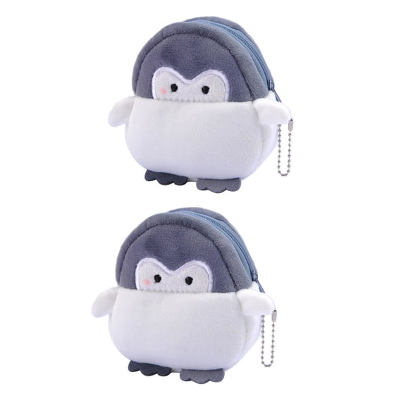 KONTONTY 2Pcs Change Purse Black Plush Coin Storage for Women Travel