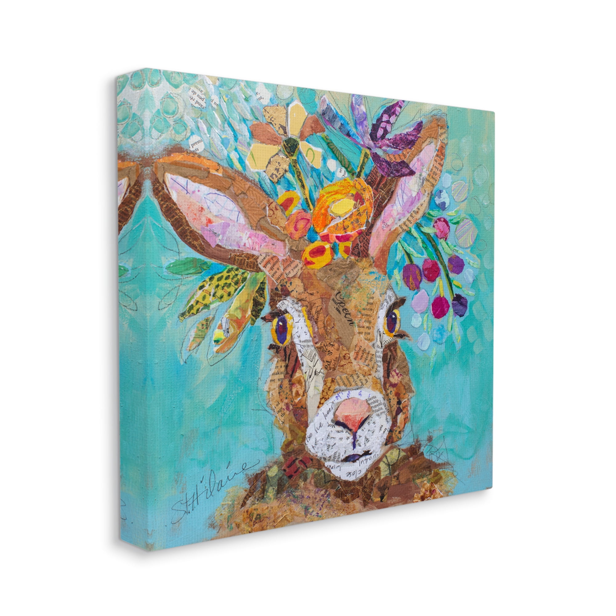 Stupell Industries Floral Rabbit Portrait Animals & Insects Painting Gallery Wrapped Canvas Art Print Wall Art, 24 x 24