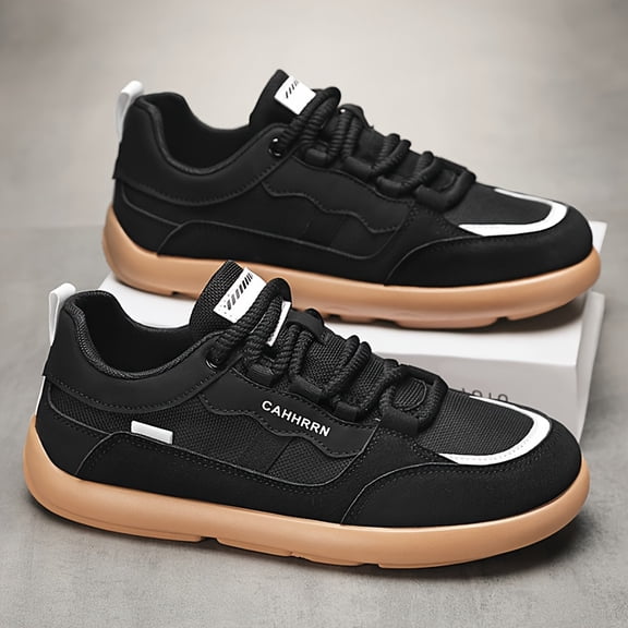 New 2026 Men'S & Teens' Low-Top Sneakers - Grey/Red Accent - Durable PVC Outsole - Non-Slip Cushioned Sole, Lace-Up Closure, All-Season Skate Shoes for Skateboarding, Gym, Everyday & Breathable Synth