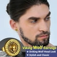 thumbnail image 3 of FaithHeart Nordic Fenrir Wolf Stud Earrings for Men Women Gold Plated Stainless Steel Viking Rune Earrings Gothic Punk Hypoallergenic Lightweight Boyfriend Valentines Jewelry Gift, 3 of 10