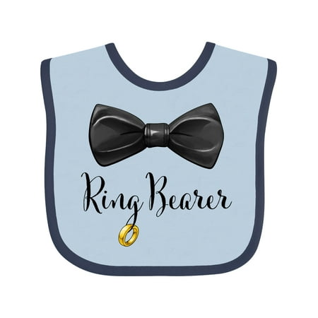 

Inktastic Ring Bearer- Black Bow Tie Gift Baby Boy or Baby Girl Bib