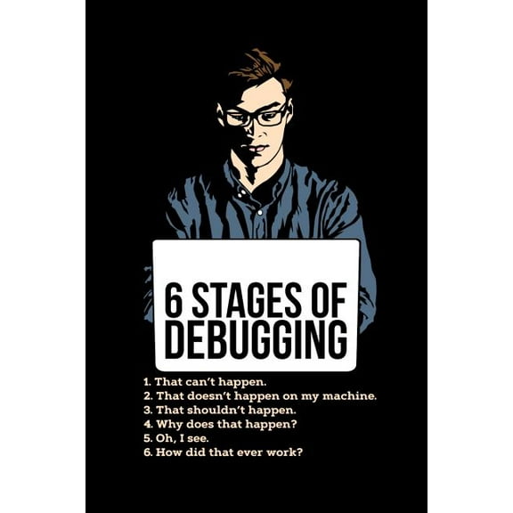 6 Stages of Debugging: 120 Pages I 6x9 I Graph Paper 4x4 I Funny Software Engineering, Coder & Hacker Gifts (Paperback)