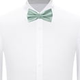 thumbnail image 4 of Jacob Alexander Men's Silk Blend Solid Color Pre-Tied Adjustable Banded Bow Tie - Sage Mist, 4 of 5